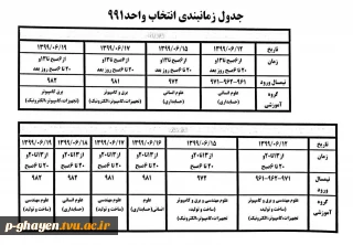 برنامه زمانبندی انتخاب واحد 991