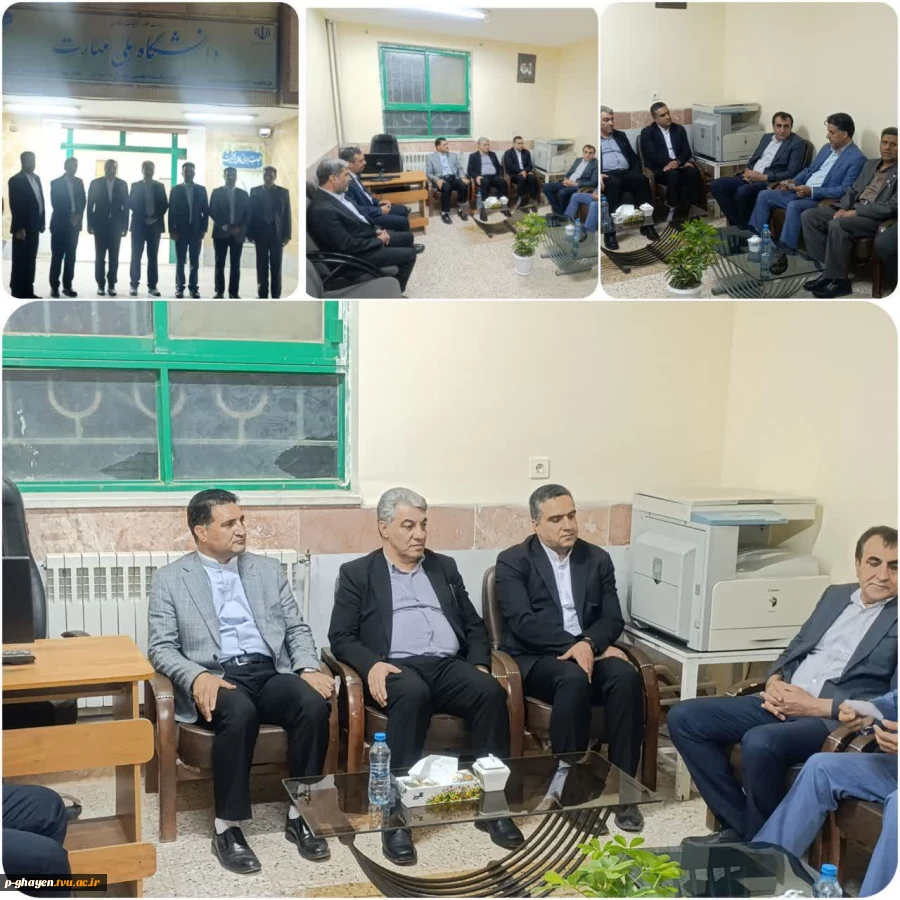 بازدید جناب آقای دکتر سفاهن معاون حقوقی و امور مجلس وزارت علوم و دکتر اسحاقی نماینده مردمی قاینات و زیرکوه و دکتر غلامپور فرماندار محترم قاینات و دکتر جهانگیر رییس استانی دانشگاه ملی مهارت خراسان جنوبی از آموزشکده ملی مهارت مرکز دختران قاین 2